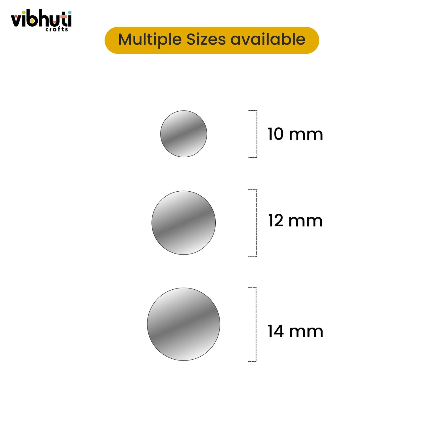 Round Shape Mirror Cutouts (16mm, 184 Pieces) - VibhutiCrafts