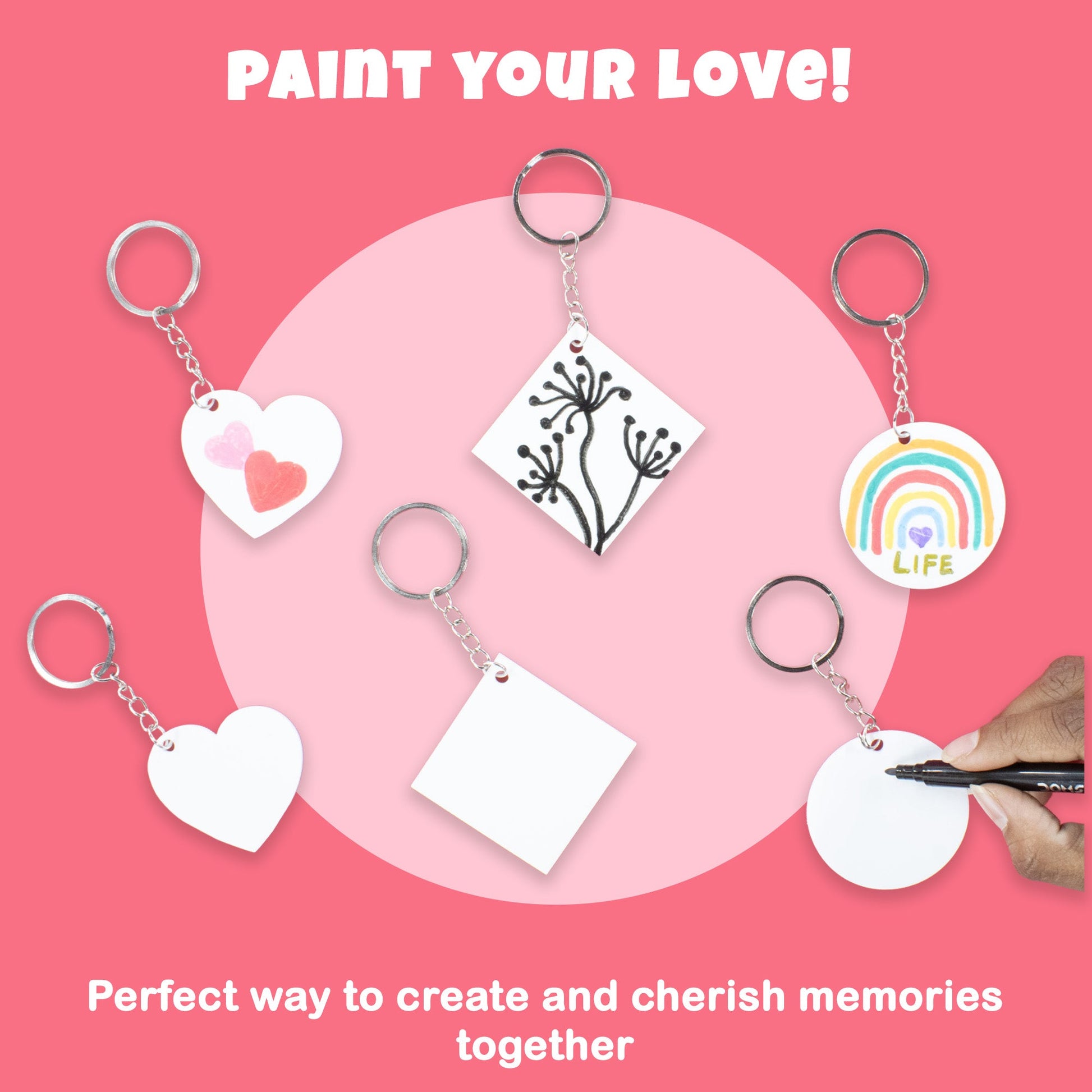 6 Acrylic Keychains for DIY Crafts - Circle, Rectangle & Heart Shapes for Custom Gifts - VibhutiCrafts