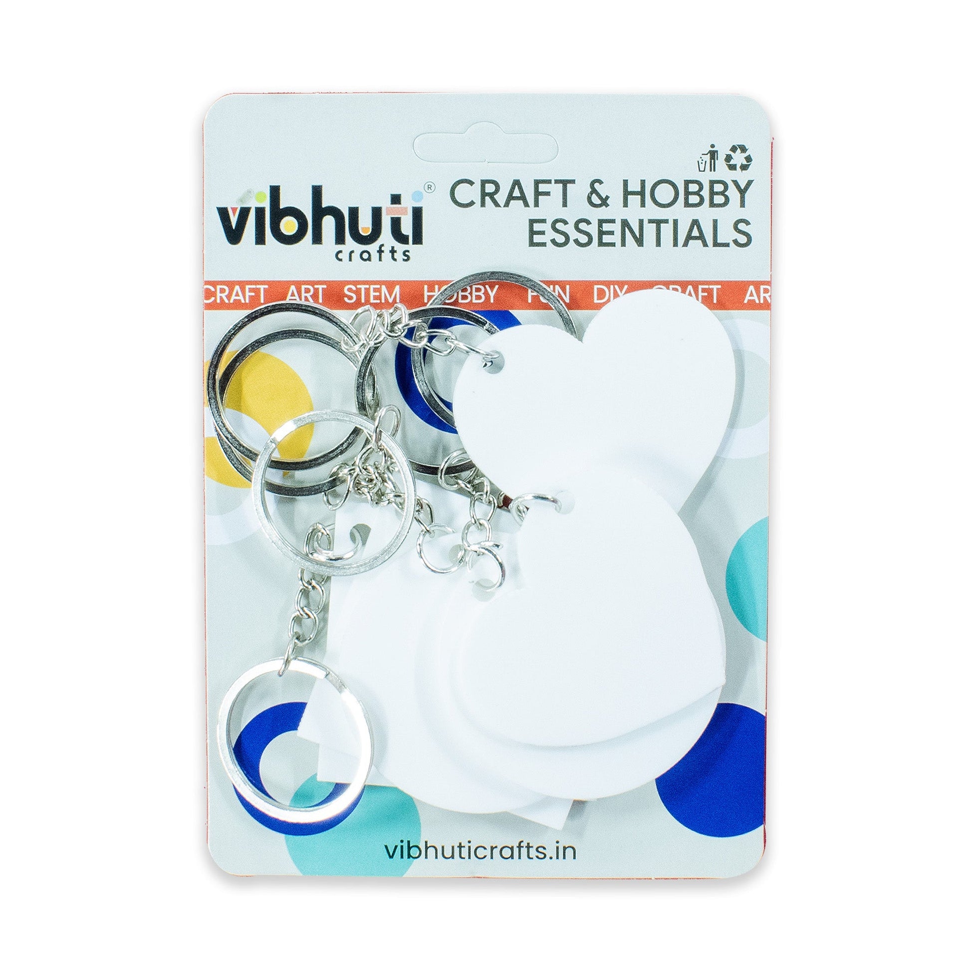 6 Acrylic Keychains for DIY Crafts - Circle, Rectangle & Heart Shapes for Custom Gifts - VibhutiCrafts