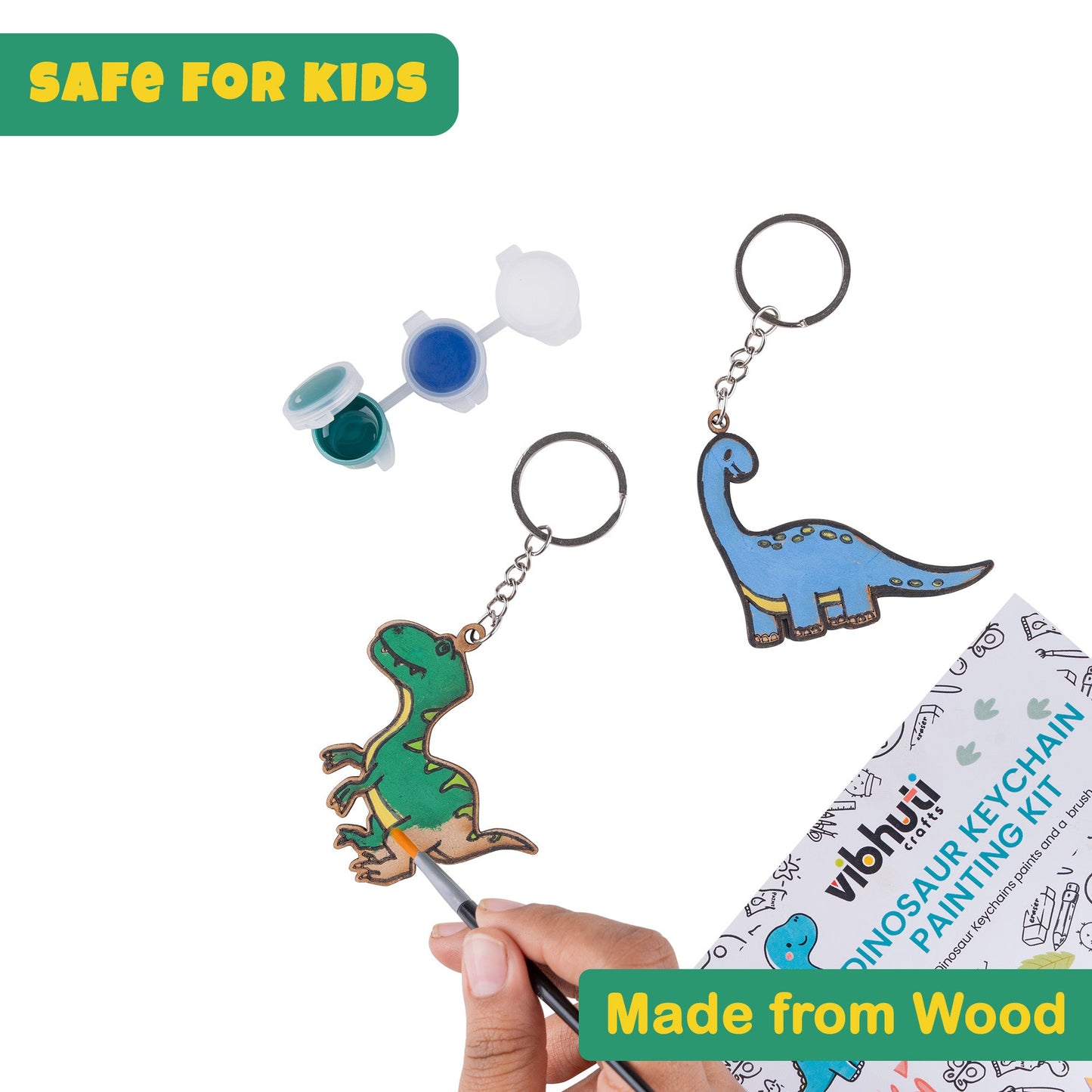 Dino Keychain DIY Paint Kit - Pack of 10 Party Favors & Return Gifts - VibhutiCrafts