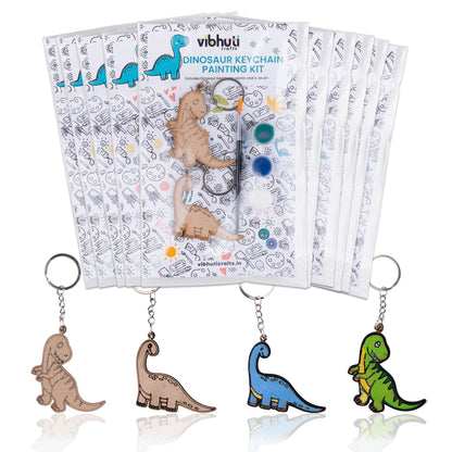 Dino Keychain DIY Paint Kit - Pack of 10 Party Favors & Return Gifts - VibhutiCrafts