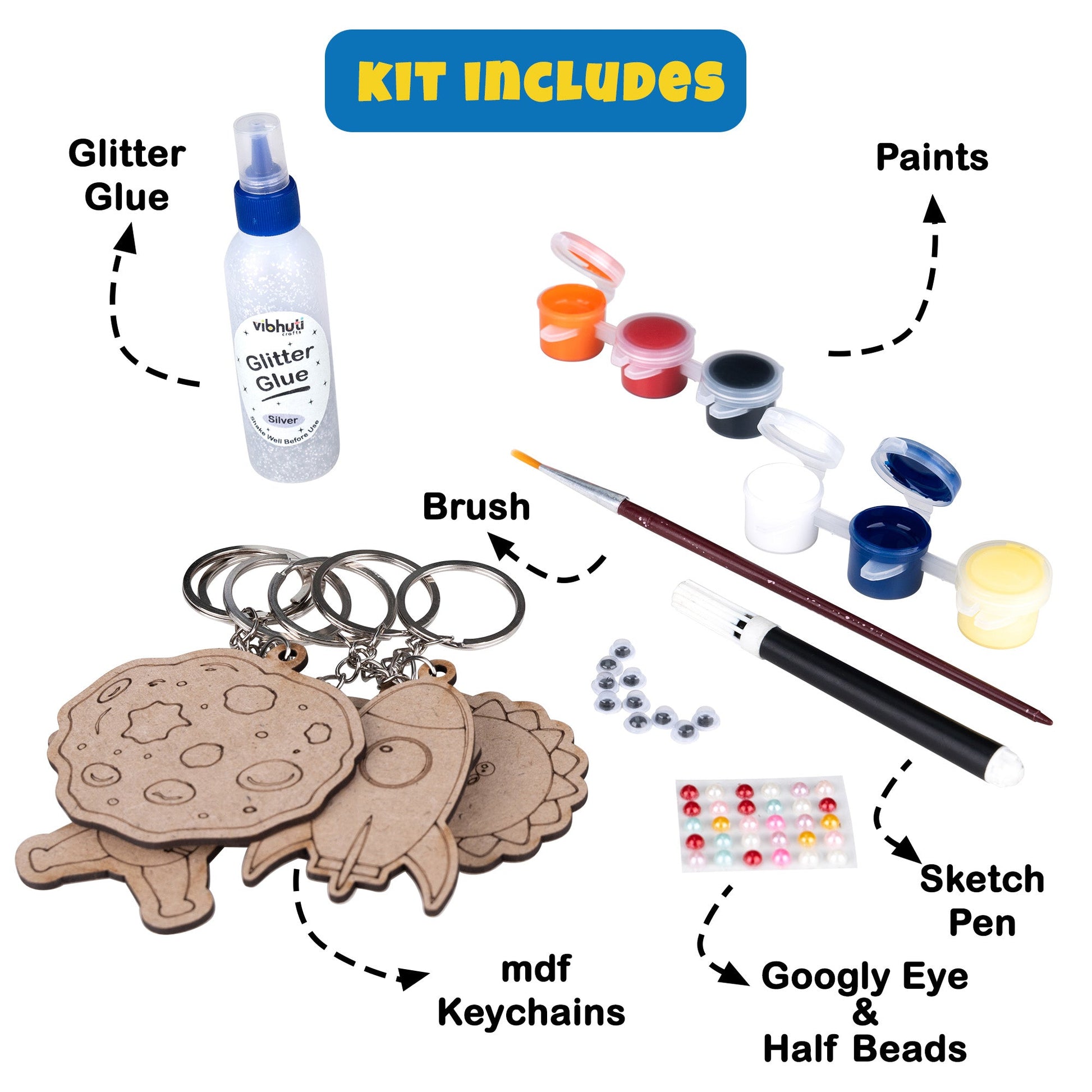 DIY Space Keychain Kit - Customizable Crafts for Kids & Adults - VibhutiCrafts