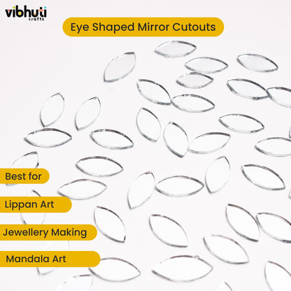 Eye Shape Mirror Cutouts (14mm, 538 Pieces) - VibhutiCrafts