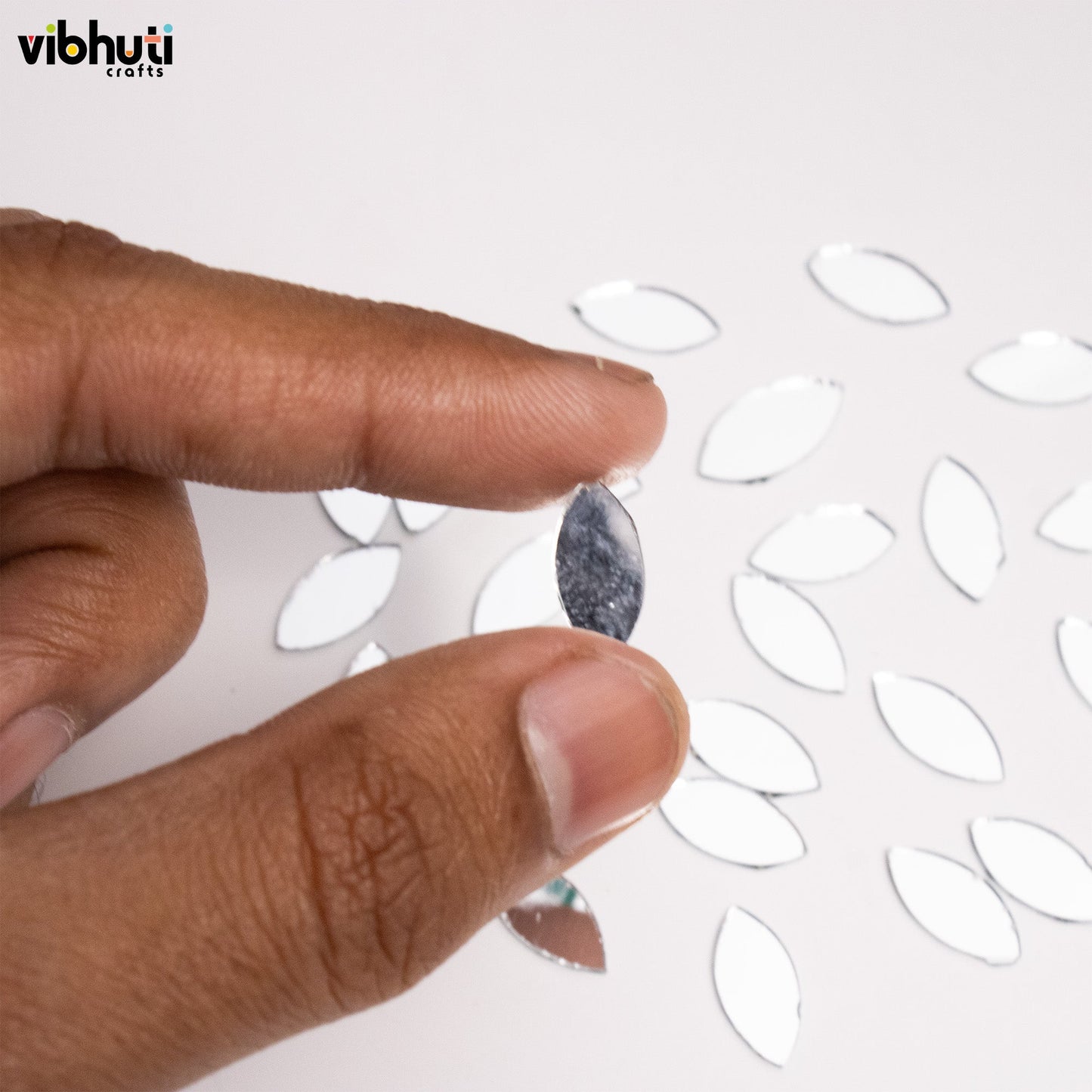 Eye Shape Mirror Cutouts (14mm, 538 Pieces) - VibhutiCrafts