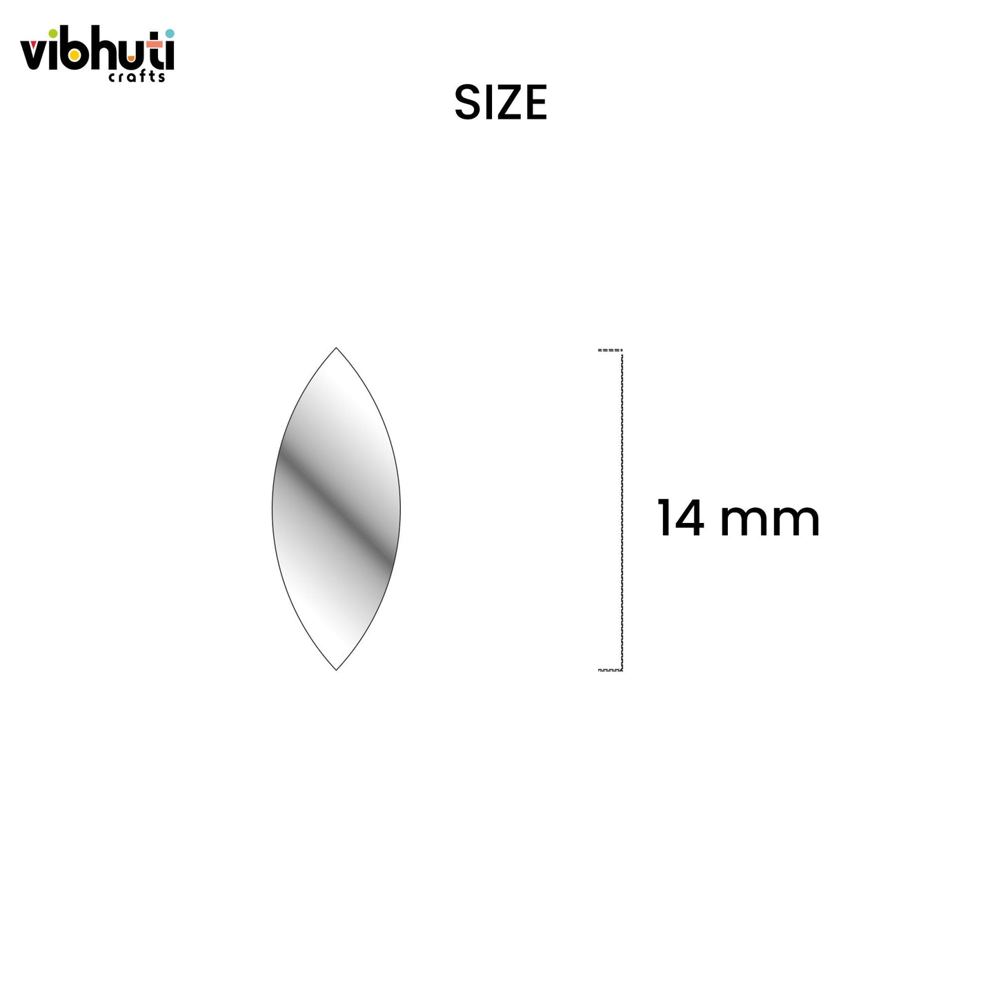 Eye Shape Mirror Cutouts (14mm, 538 Pieces) - VibhutiCrafts