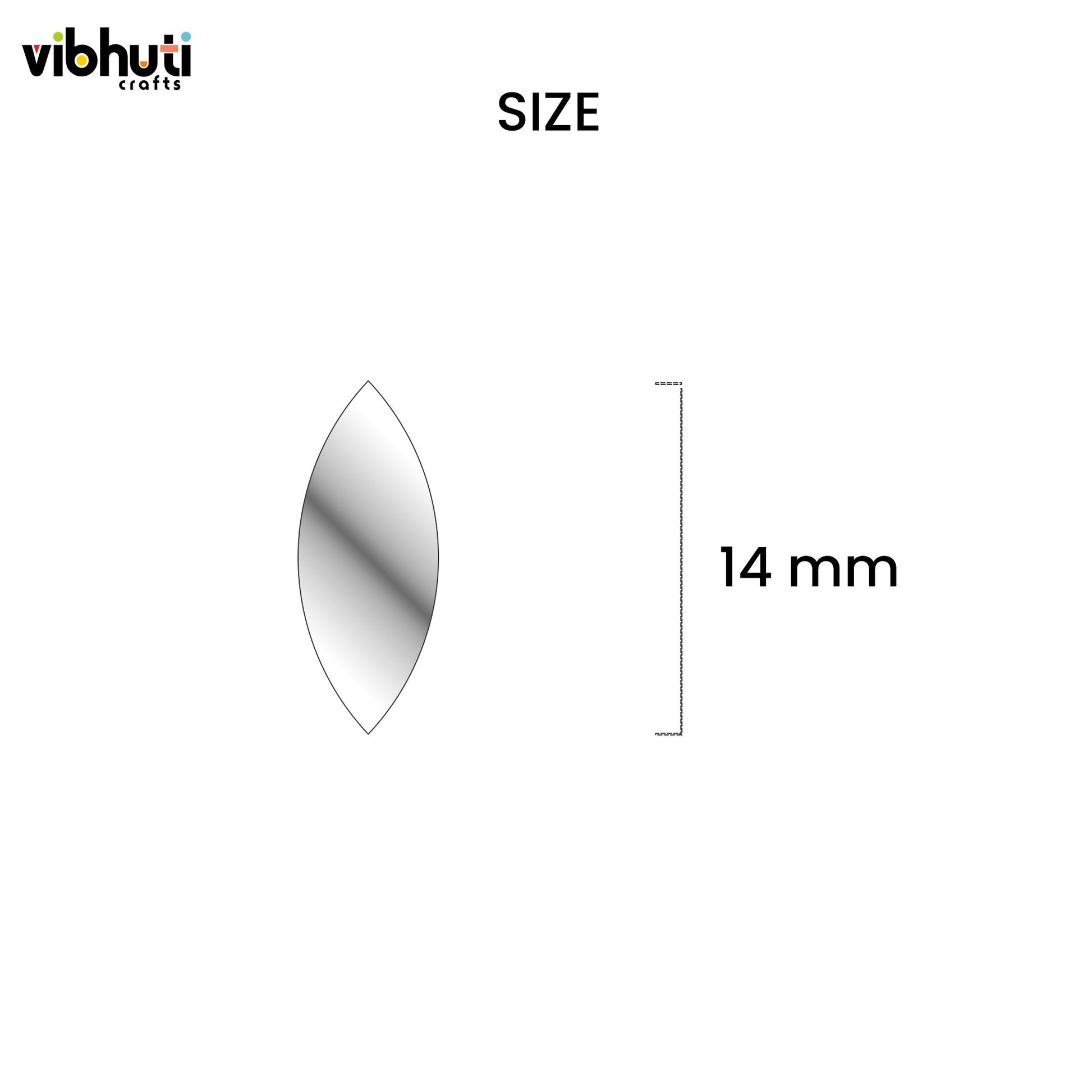 Eye Shape Mirror Cutouts (14mm, 538 Pieces) - VibhutiCrafts