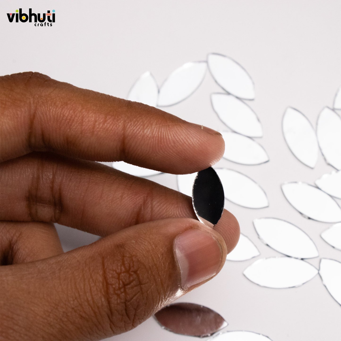 Eye Shape Mirror Cutouts (16mm, 301 Pieces) - VibhutiCrafts