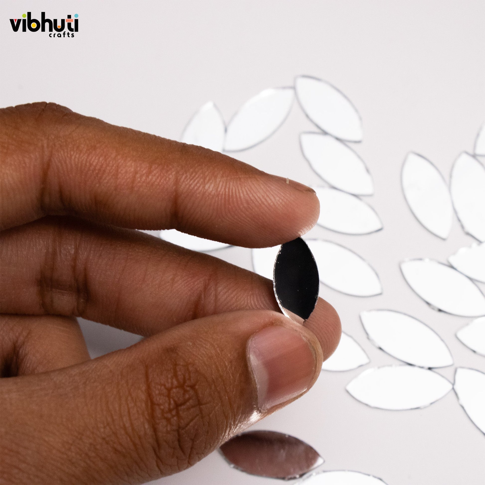 Eye Shape Mirror Cutouts (16mm, 301 Pieces) - VibhutiCrafts