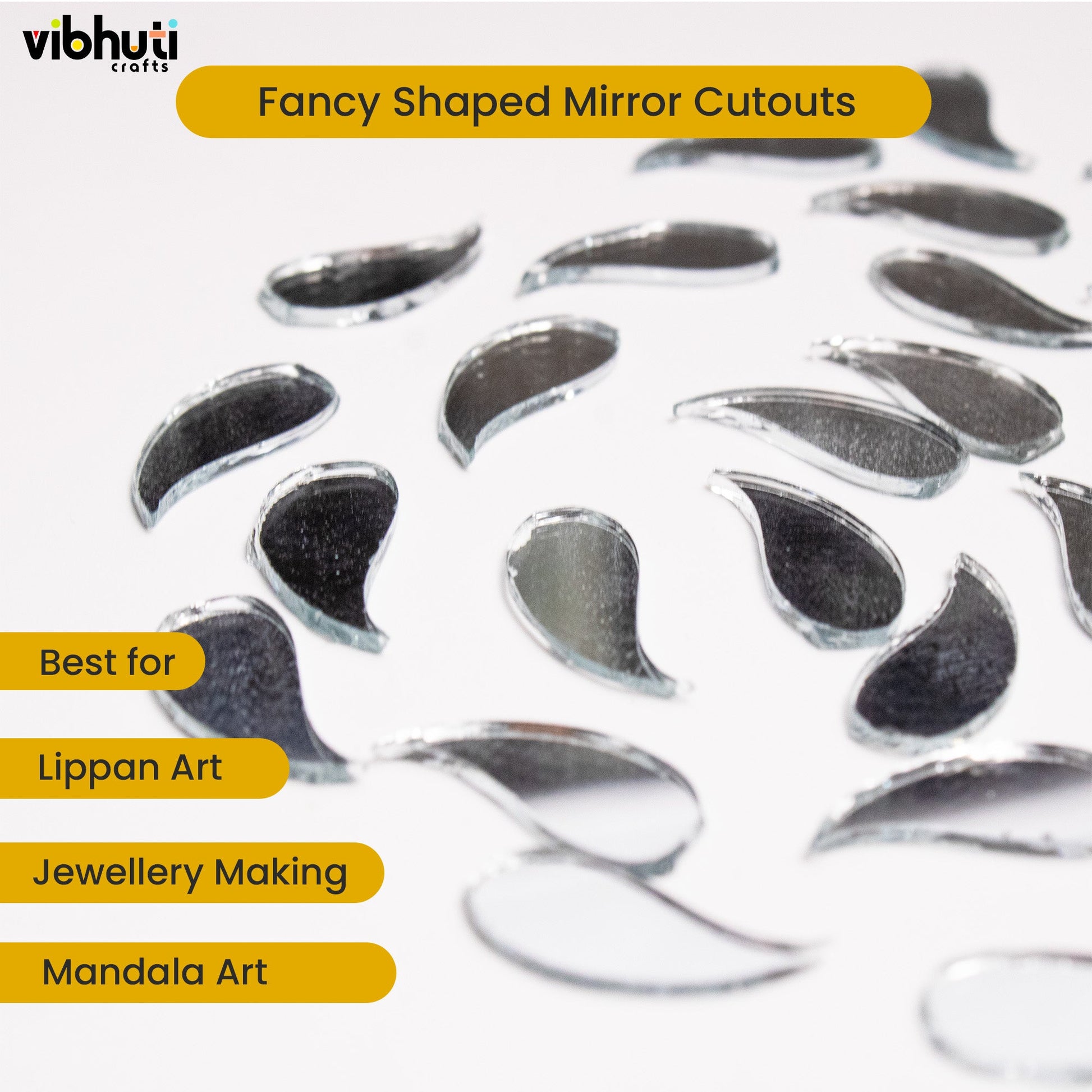 Fancy Shape Mirror Cutouts (16mm) - 490 Pieces - VibhutiCrafts