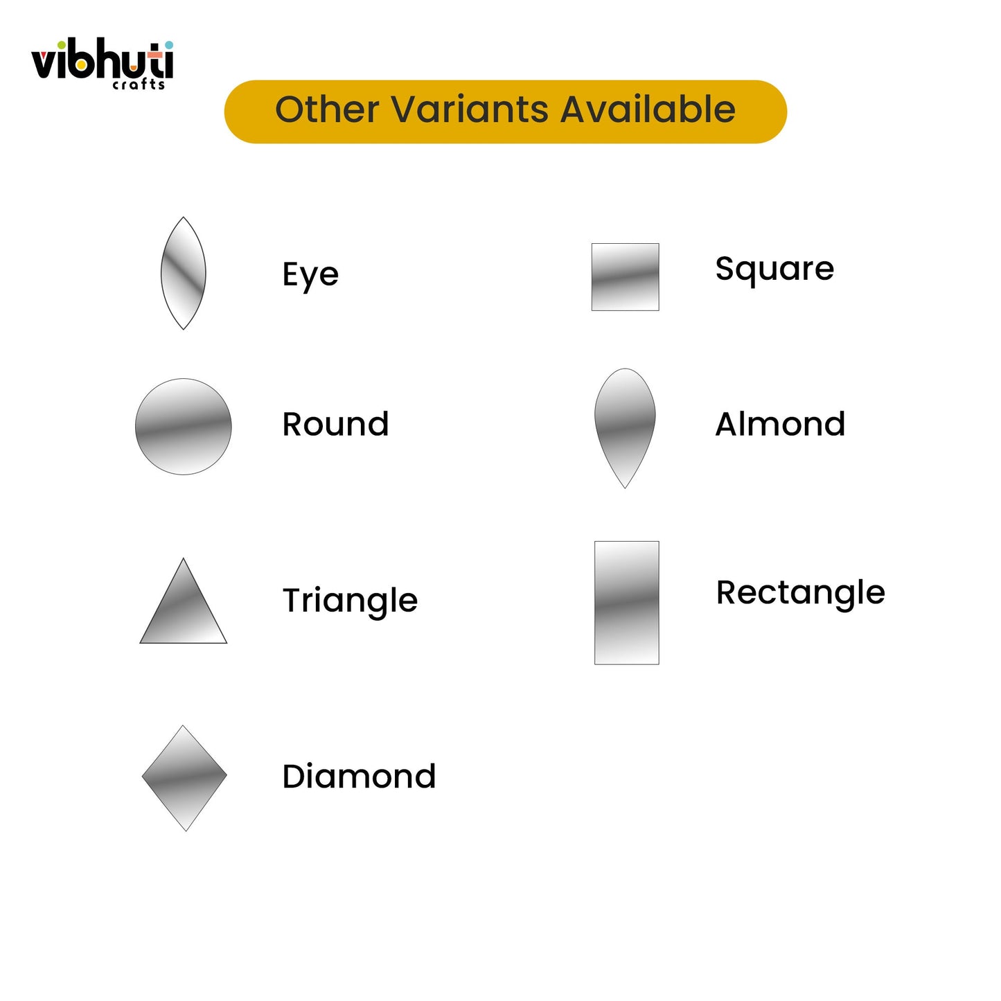 Fancy Shape Mirror Cutouts (16mm) - 490 Pieces - VibhutiCrafts