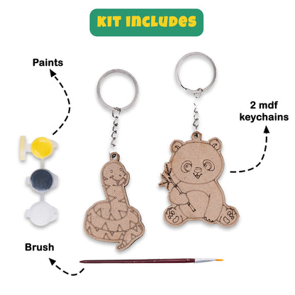 Jungle Party Favors Bundle – DIY Keychain Paint Kit (Pack of 10) - VibhutiCrafts