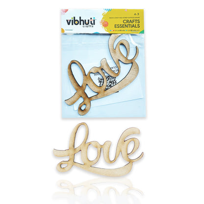 MDF Love Cutout - 4.5 Inch Wooden Decorative Craft for DIY Projects & Valentine's Gifts - VibhutiCrafts