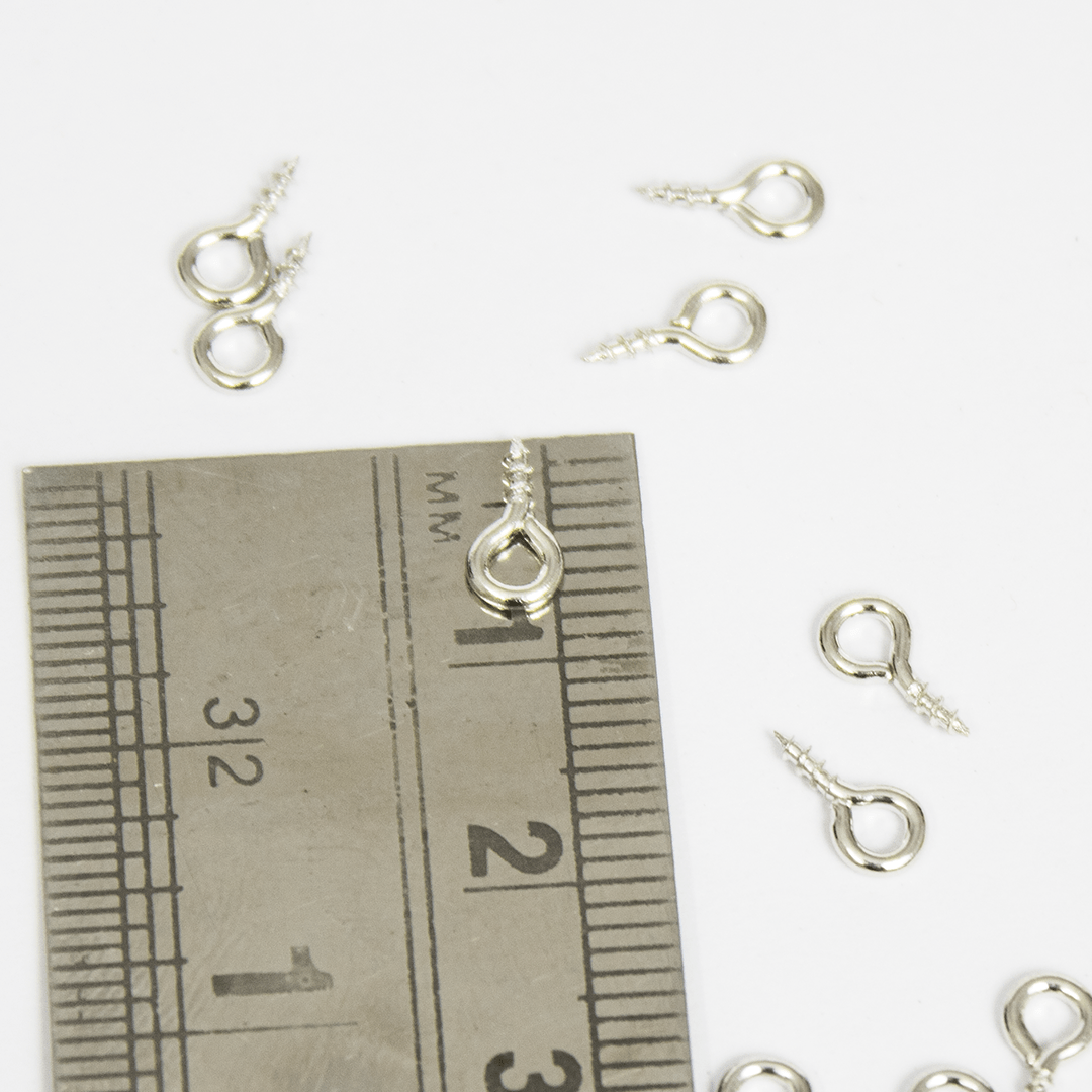 Metal Screw 4 x 8mm Hooks Eyelets Screw Silver – Essential Jewellery Findings - VibhutiCrafts