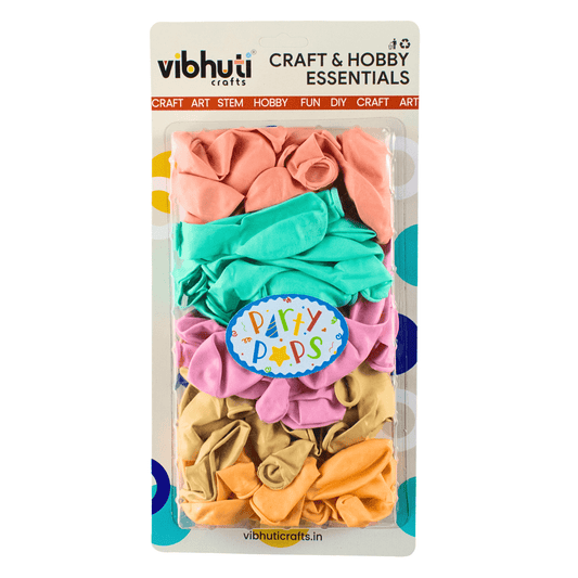 Party Pops - Standard/Pastel Balloons Pack of 50 for Party, Birthday, Kids, and Décor Pastel Assorted - VibhutiCrafts