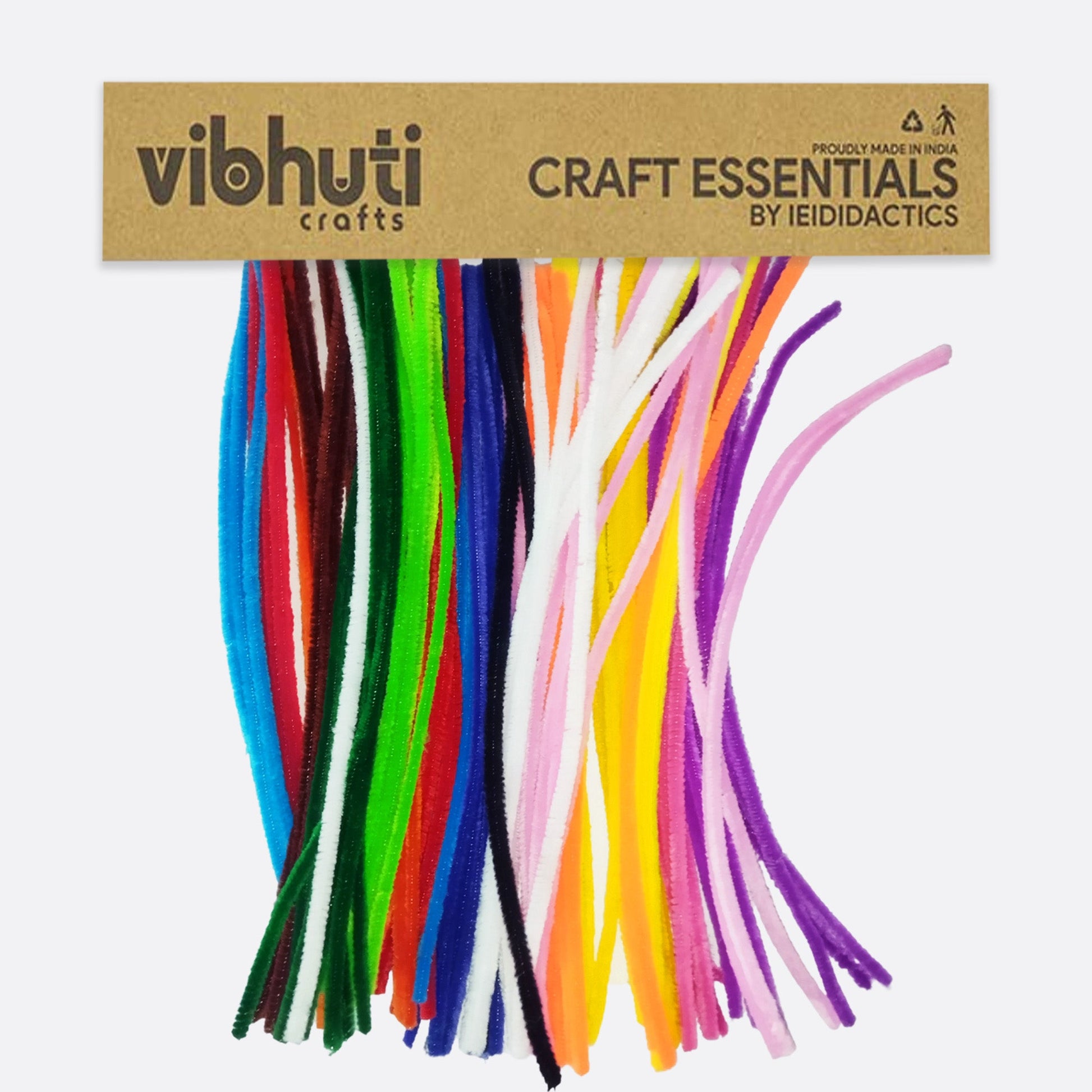 Pipe Cleaners assorted (Pack of 100) – DIY Craft Supplies for Kids & Adults - VibhutiCrafts