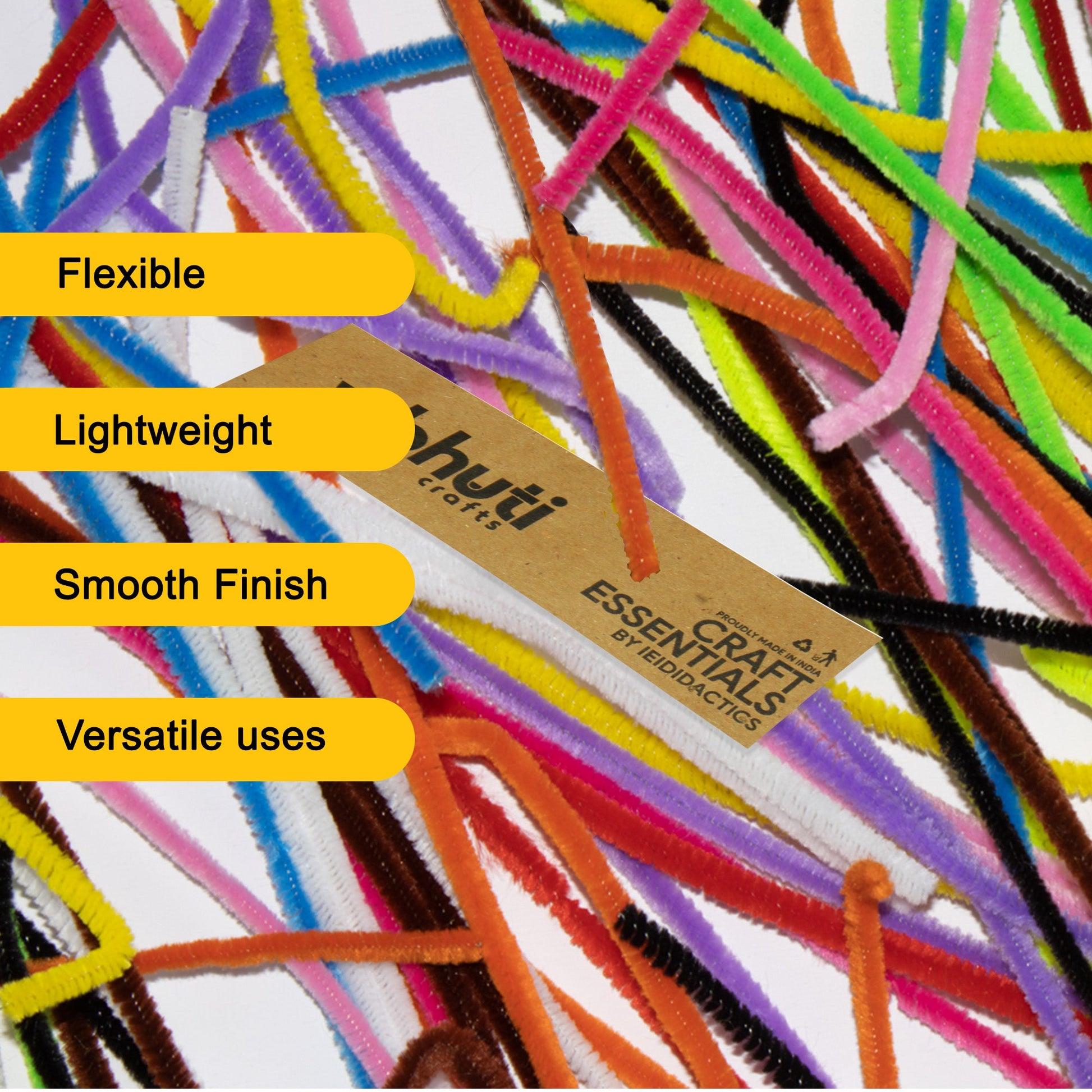 Pipe Cleaners assorted (Pack of 100) – DIY Craft Supplies for Kids & Adults - VibhutiCrafts