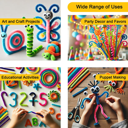 Pipe Cleaners assorted (Pack of 100) – DIY Craft Supplies for Kids & Adults - VibhutiCrafts