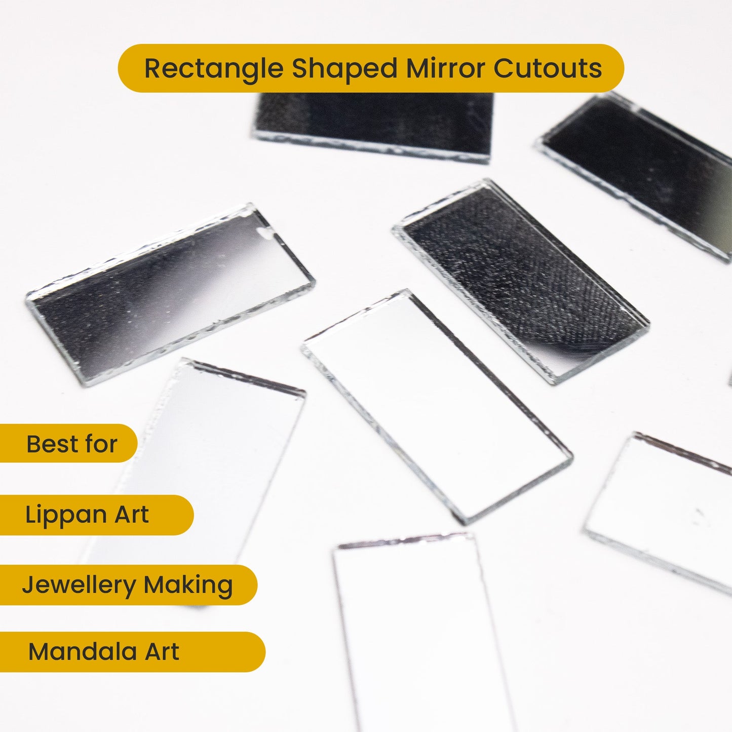 Rectangular Shape Mirror Cutouts (10mm, 170 Pieces) - VibhutiCrafts