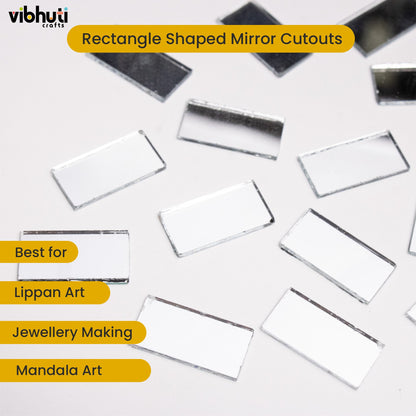 Rectangular Shape Mirror Cutouts (8mm, 239 Pieces) - VibhutiCrafts