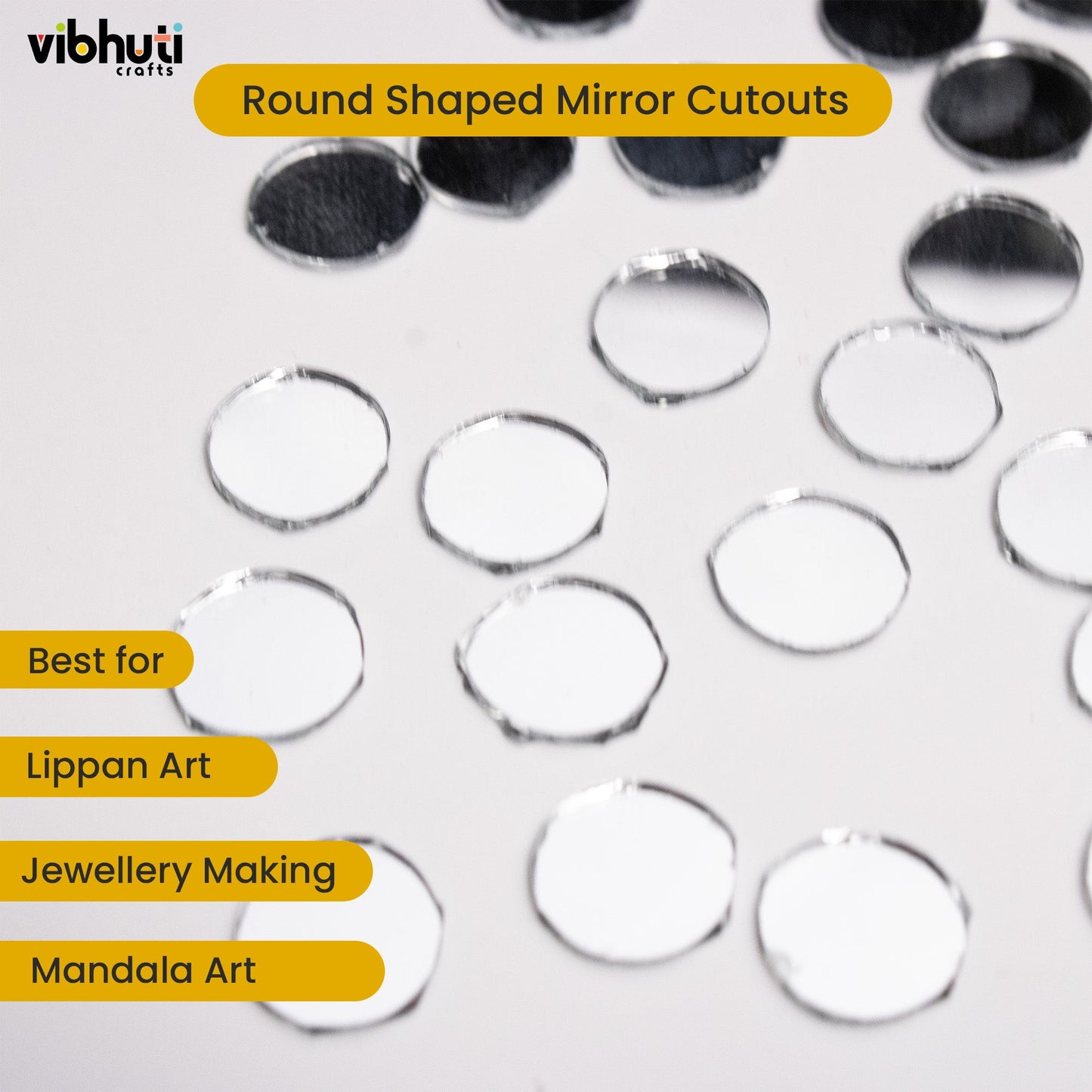 Round Shape Mirror Cutouts (10mm, 476 Pieces) - VibhutiCrafts