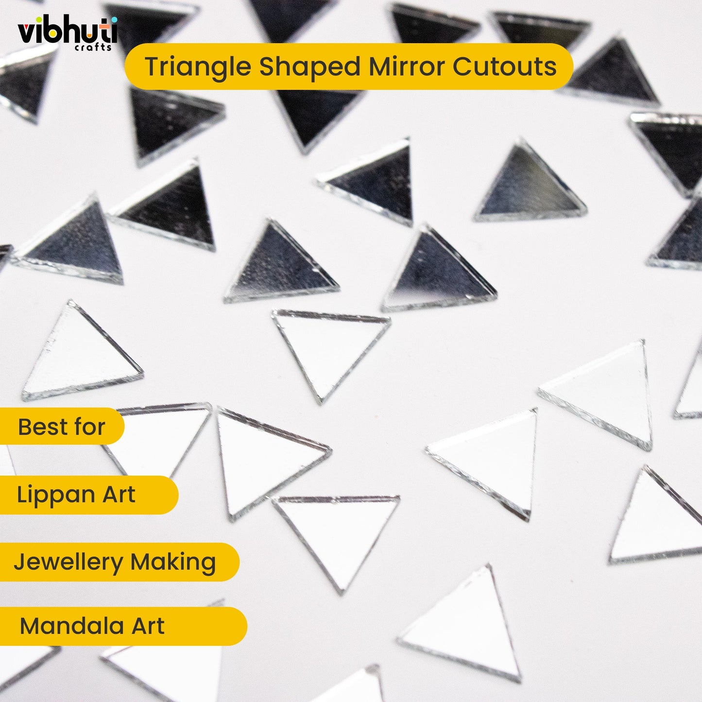 Triangle Shape Mirror Cutouts (10mm, 869 Pieces) - VibhutiCrafts