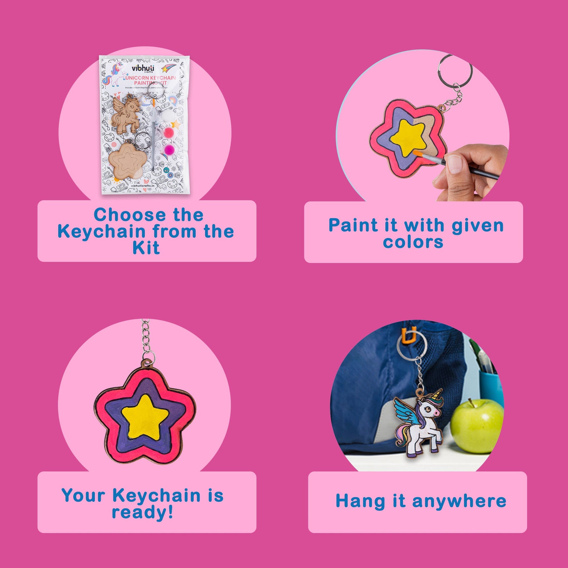 Unicorn Keychain DIY Kit (Pack of 10) – Craft Your Own Personalized Keychains - VibhutiCrafts