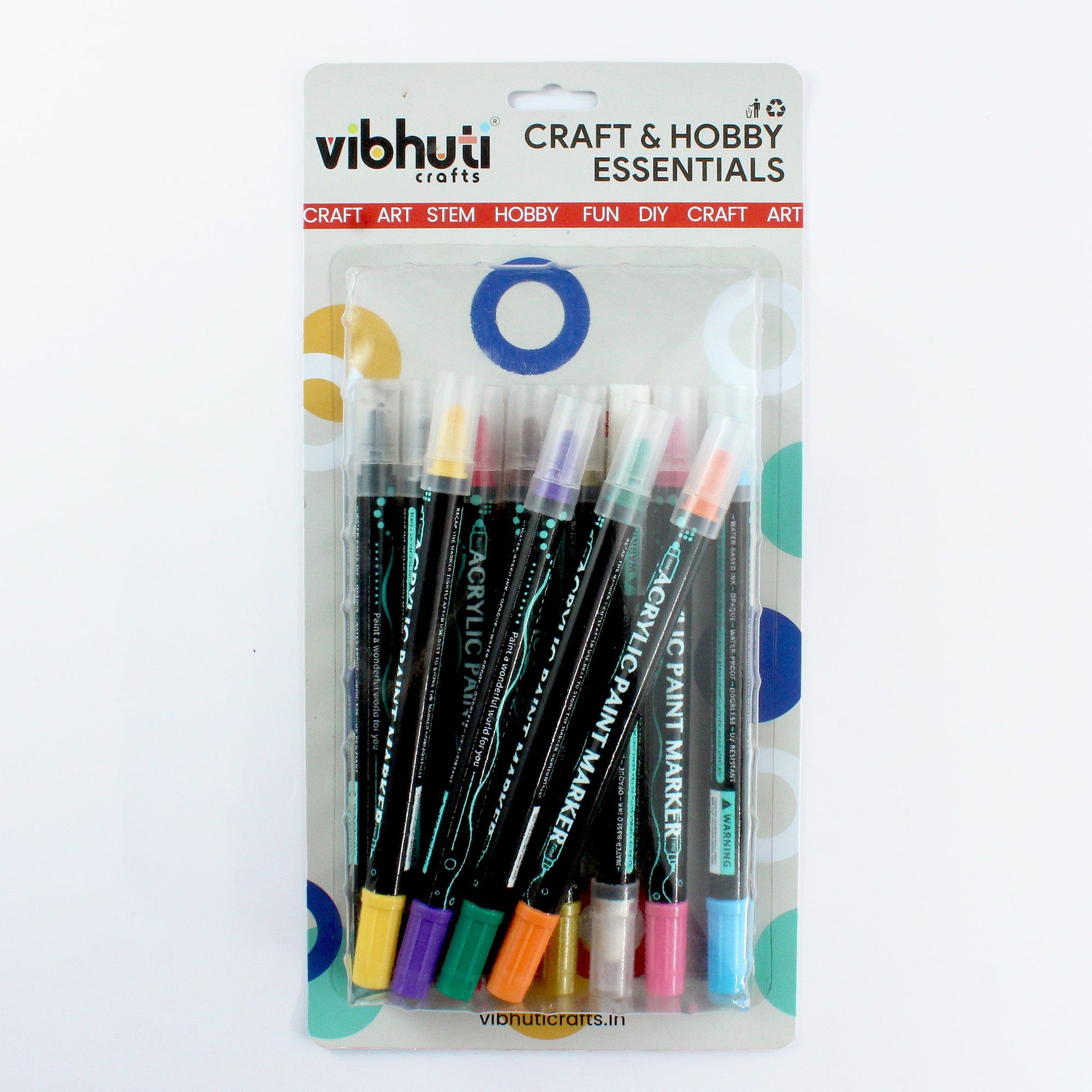 Vibhuti Crafts Acrylic Markers Set of 12 - Dual Tip Paint Pens for DIY Crafts - MySkillShaala