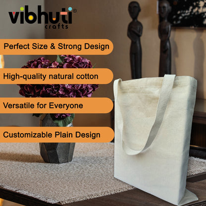 Vibhuti Crafts Cotton Tote Bags - Plain Canvas, Reusable (Set of 4) - MySkillShaala