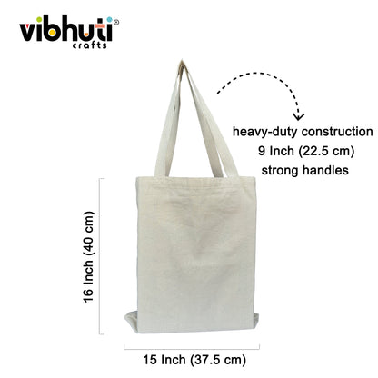 Vibhuti Crafts Cotton Tote Bags - Plain Canvas, Reusable (Set of 4) - MySkillShaala