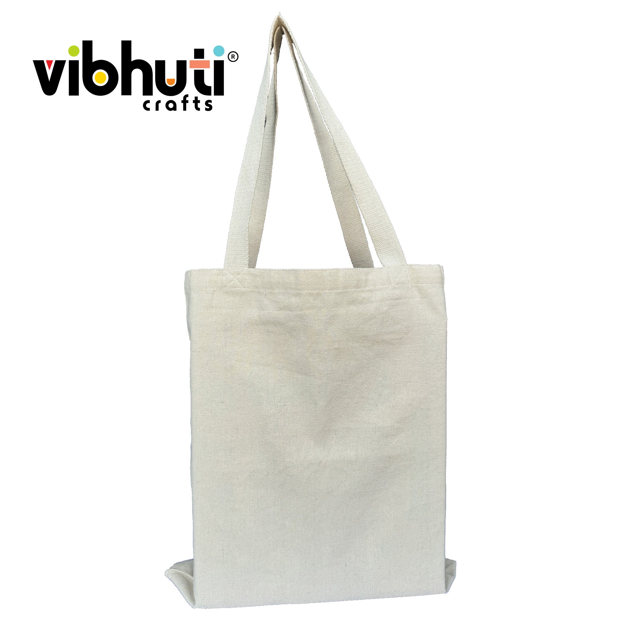 Vibhuti Crafts Cotton Tote Bags - Plain Canvas, Reusable (Set of 4)