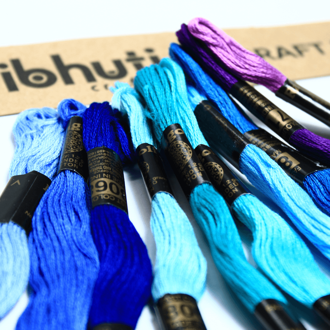 Embroidery Thread - Blue Shade (Pack of 10) - MySkillShaala