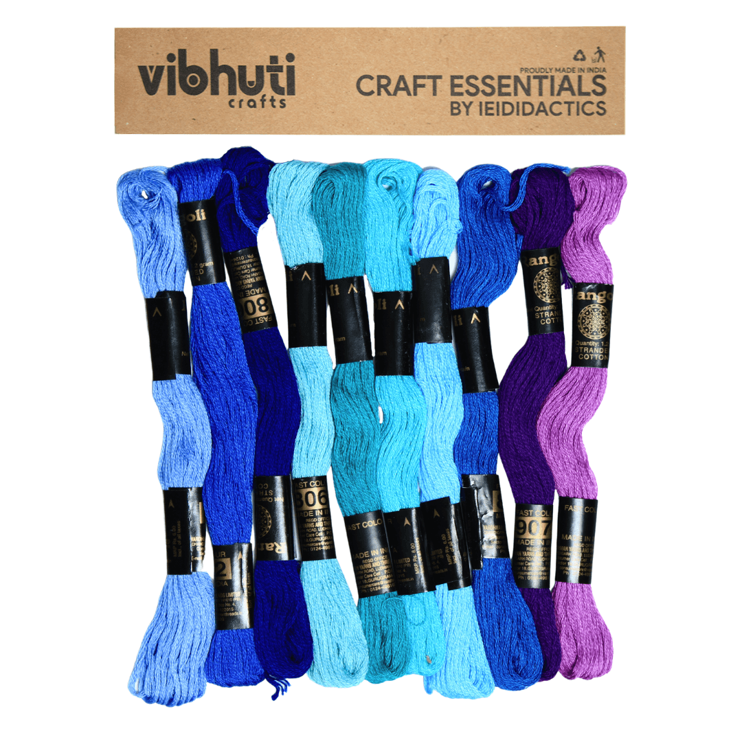 Embroidery Thread - Blue Shade (Pack of 10) - MySkillShaala