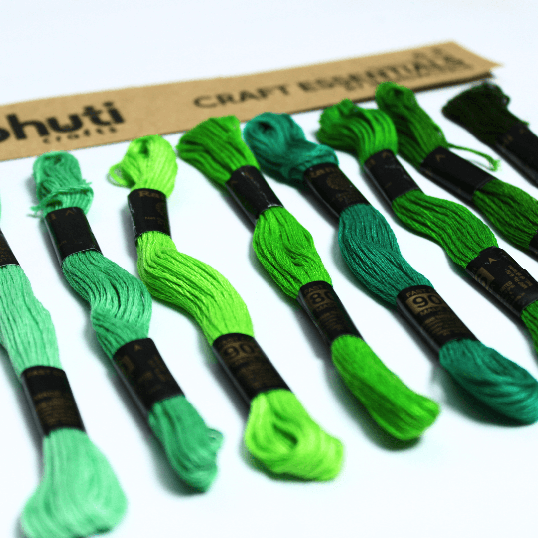 Embroidery Thread - Green Shade (Pack of 10) - MySkillShaala