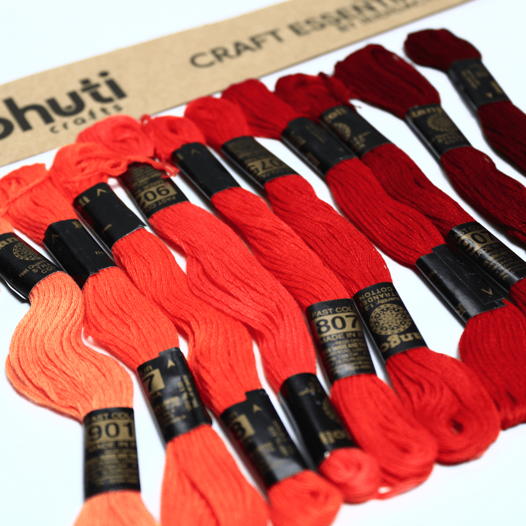 Embroidery Thread - Red Shades (Pack of 10) - MySkillShaala