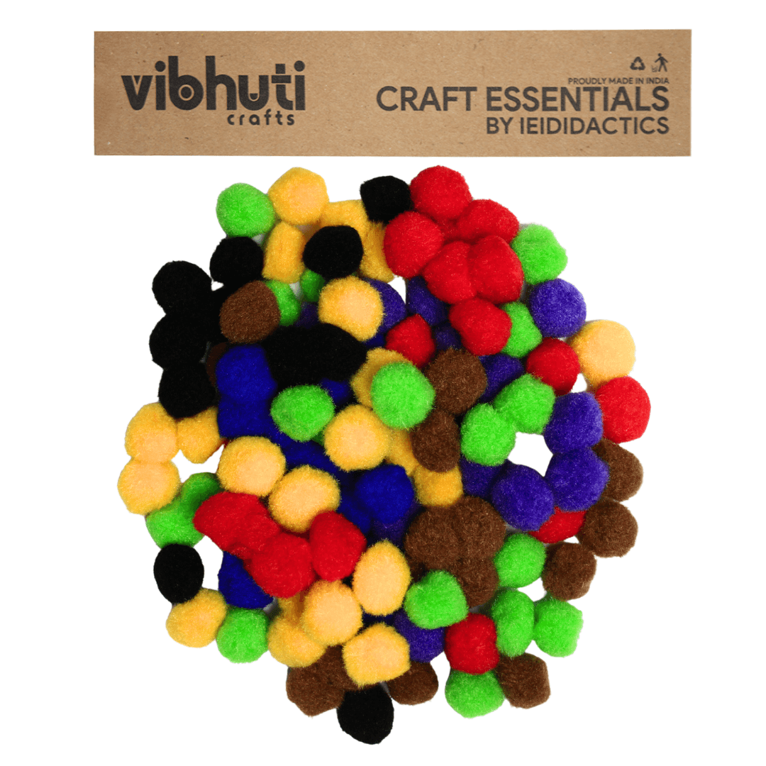 Pom Pom (Assorted Colour, 1 cm) 50 units - MySkillShaala