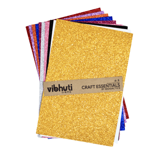 Self-Adhesive Glitter Eva Foam Sheet - A4, Pack of 10 (Assorted Color) - MySkillShaala