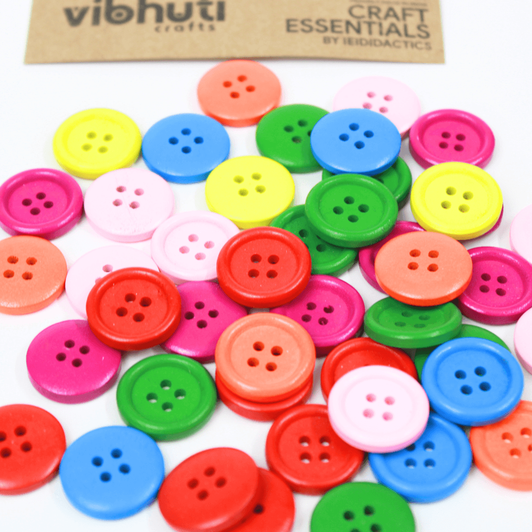 Wooden Buttons (Assorted Colours) - MySkillShaala