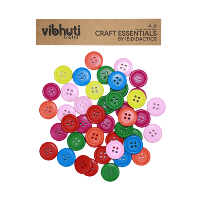 Wooden Buttons (Assorted Colours) - MySkillShaala