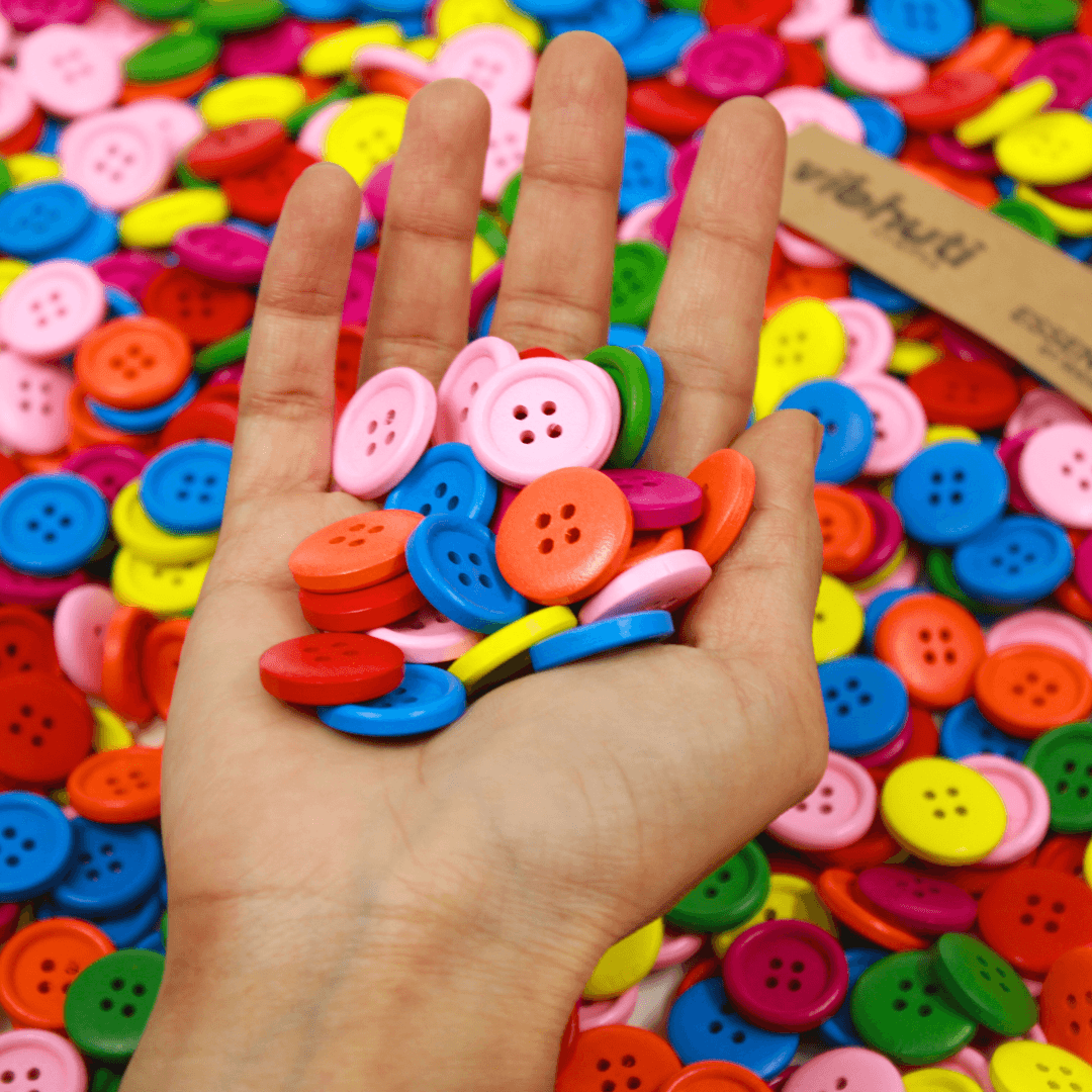 Wooden Buttons (Assorted Colours) - MySkillShaala